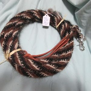 Split Reins (Mane Horsehair) - with SNAPS, Black, Brown, & White - Pattern N5