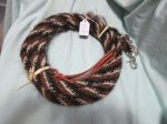 Split Reins (Mane Horsehair) - with SNAPS, Black, Brown, & White - Pattern N5