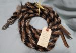 Split Reins (Mane Horsehair) - with SNAPS, Black, Tan, & White - Pattern N2