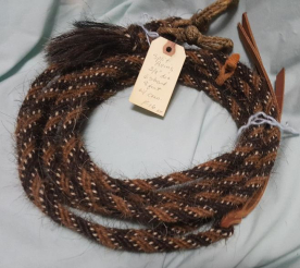 Split Reins (Mane Horsehair) - with REIN CONNECTOR, Dar Brown, Tan, White - Pattern F16