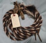 Split Reins (Mane Horsehair) - with REIN CONNECTOR, Black, Brown, White - Pattern L1 (Barber Pole)