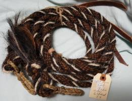 Split Reins (Mane Horsehair) - with REIN CONNECTOR, Black, Brown, White - Pattern Z3