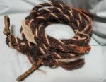Split Reins (Mane Horsehair) - with REIN CONNECTOR, Gray, Brown, White - Pattern P6 (Barber Pole)