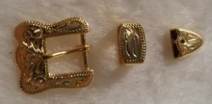 3/8" Buckle Set for hat band - 166 in Jewelers Bronze (JB)