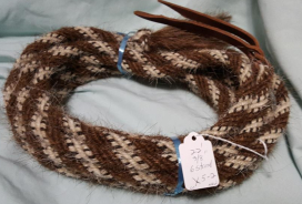 Mane Horsehair Mecate - Brown, White & Black - Pattern X5-2