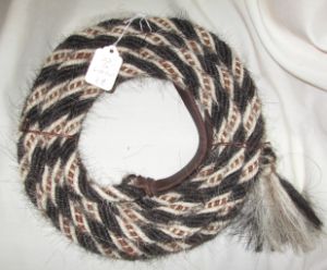 Mane Horsehair Mecate - Black, White, Brown/White - Pattern K3