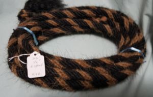 Mane Horsehair Mecate - Black, Tan - Pattern N10 (Barber Pole)