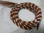 Mane Horsehair Mecate - Brown, White - Pattern F5 (Barber Pole)