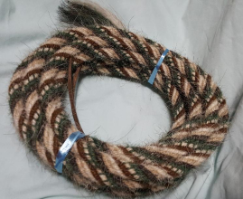 Mane Horsehair Mecate Colored Green, White, Light Tan, Brown, Gray  - Pattern Green A