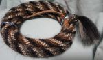 22 feet, Mane Horsehair Mecate - Black, Gray, Brown, White - Pattern 2 Blocks DC-A (6 Strands)