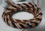 22 feet, Mane Horsehair Mecate - Black, Brown, White - Pattern 2 Blocks LC (6 Strands)