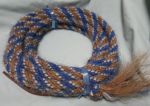 Mane Horsehair Mecate Colored Blue, Light Tan with Blue & White Specks  - Pattern Blue I-2