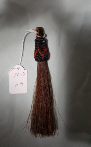 4" Brown Tassel w/ Black hitch knot w/ Red Detail  & 1" Loop (each)