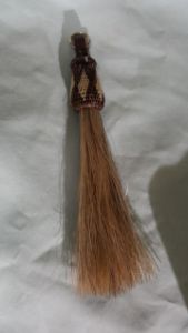 4" Tan Tassel w/ Brown hitch knot w/ Tan Detail  & 1" Loop (each)