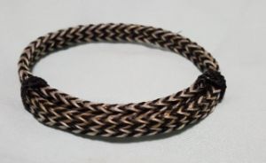 2 Strand Horse Hair Braided Bracelet - Black w/ White - Pattern 5