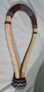 Bosal - 5/8" diameter, 16 plait, Rawhide with Chocolate with Turquoise  Detail