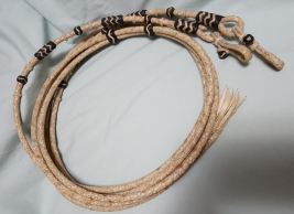 Split Reins with Connectors -  Rawhide with Black Detail