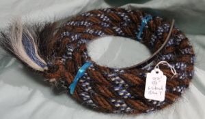 Mane Horsehair Mecate Colored Blue, Brown, Black - Pattern Blue T (Dark Color)