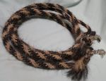 Mane Horsehair Roping Reins with Snaps - Pattern Y16-2 (Light Tan, Gray)