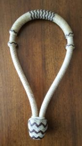 Bosal - 5/8" diameter 12 plt., Rawhide with Latigo Detail  with Pear Shape Heel Knot