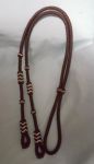 Mexican Charro Reins, Charro Horse Reins, Latigo with Rawhide Details - 32"