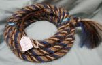 Mane Horsehair Mecate Colored Blue, Tan, Brown & White - Pattern Blue U  (Barber Pole)