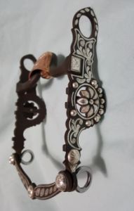 Western Sterling Silver Show Bit with Daisy Concho  - Patina (Baby Doll Bit)
