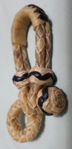 PAIR of All Rawhide Rein Connectors - 4 plait with Black Detail