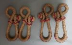 PAIR of All Rawhide Rein Connectors - 4 plait with Pink Detail