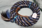 Mane Horsehair Mecate Colored Blue, Black & White - Pattern Blue W  (Barber Pole)