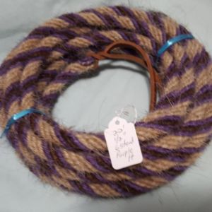 Mane Horsehair Mecate Colored Purple, Brown & Light Tan - Pattern Purple H (Barber Pole)