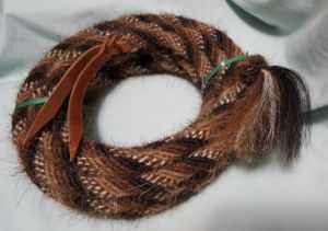 22 feet, Mane Horsehair Mecate - Black, Brown, Tan, Brown/White  (8 strands)