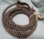 Split Reins (Mane Horsehair) - with REIN CONNECTOR, Black, White - Pattern F2-1 (Barber Pole)