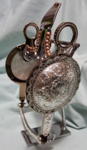 Las Cruces Silver Show Bit with 4" Scallop Edge Concho with Brown Finish