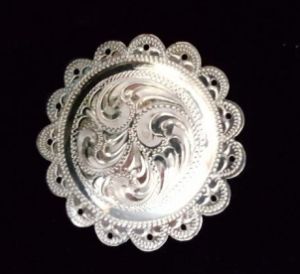 2" Round Scallop Edge Sterling Overlay Horn Cap