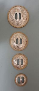 Round Sterling Overlay  SLOTTED Concho with Jewelers Bronze Rope Edge #214-JR