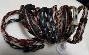 3 Strands Horse Hair Braided Bracelet - 2 Color Choices w/ BLUE or RED Detail
