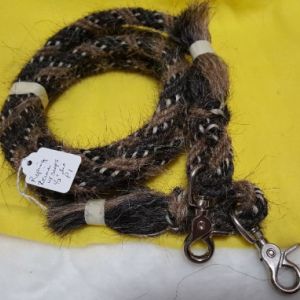 Mane Horsehair Roping Reins with Snaps - Pattern P1 (Tan, Gray)