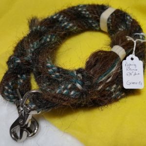 Mane Horsehair Roping Reins with Snaps - Pattern Green G (Green, Brown, Gray)