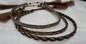 HORSEHAIR HAT BAND - 3 Strands - W/2 BROWN  Tassels