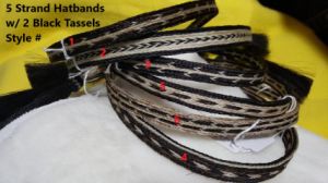 HORSEHAIR HAT BAND - 5 Strands - W/2 BLACK Tassels