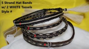 HORSEHAIR HAT BAND - 5 Strands - W/2 WHITE Tassels