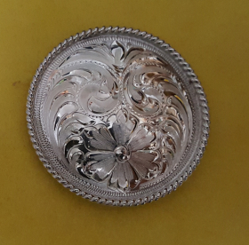 Round Silver Concho w/ Silver Rope Edge