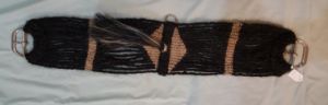 Mane Horsehair Cinch with a Tassel - 36" Black, Tan - with stainless Steel Buckles