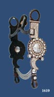Concho with Beads Silver Inlay Bit - Black