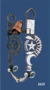 Star, Bars, Beads & Crescent Silver Inlay Straight Shank Bit -Patina