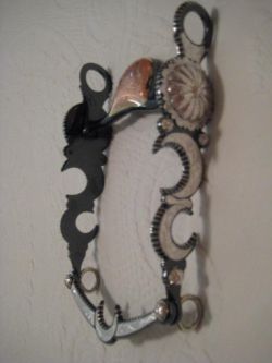 Double Crescent with a Concho Silver Inlay Bit - Black